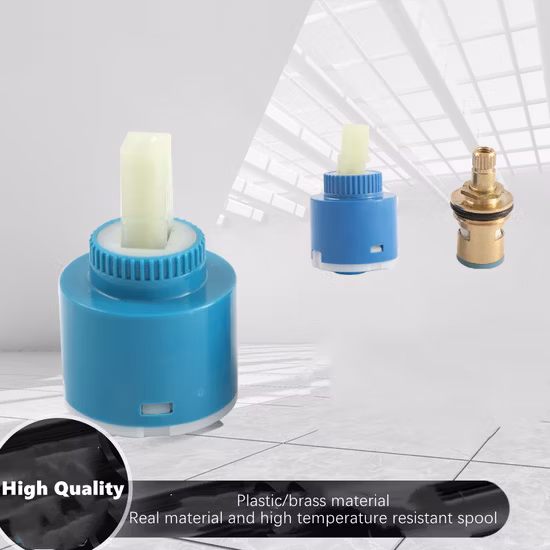 Keramik-Messing-Wasserhahn-Scheibenkartusche, 35 mm, blaue Gehäusefarbe, Doppeldichtung, Heimfilter-Wasserhahnkartusche