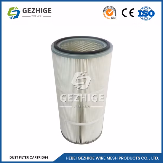 Gezhige Polymer-Wasseraufbereitungskartuschenfabrik 5 m 6 m Filterfläche Industriestaubfilter China 1000 m3/H-100000 m3/H Luftvolumen Industrie-Luftfilterkartusche